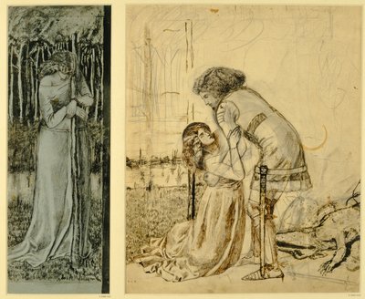 Study for the painted panels on the St. George Cabinet, designed by Philip Webb (detail) by William Morris
